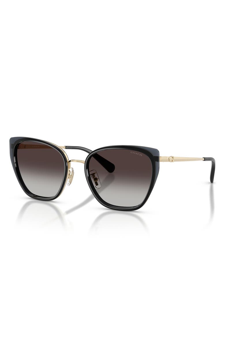COACH 53mm Gradient Square Sunglasses, Alternate, color, Gold / Smoke / Grey Gradient