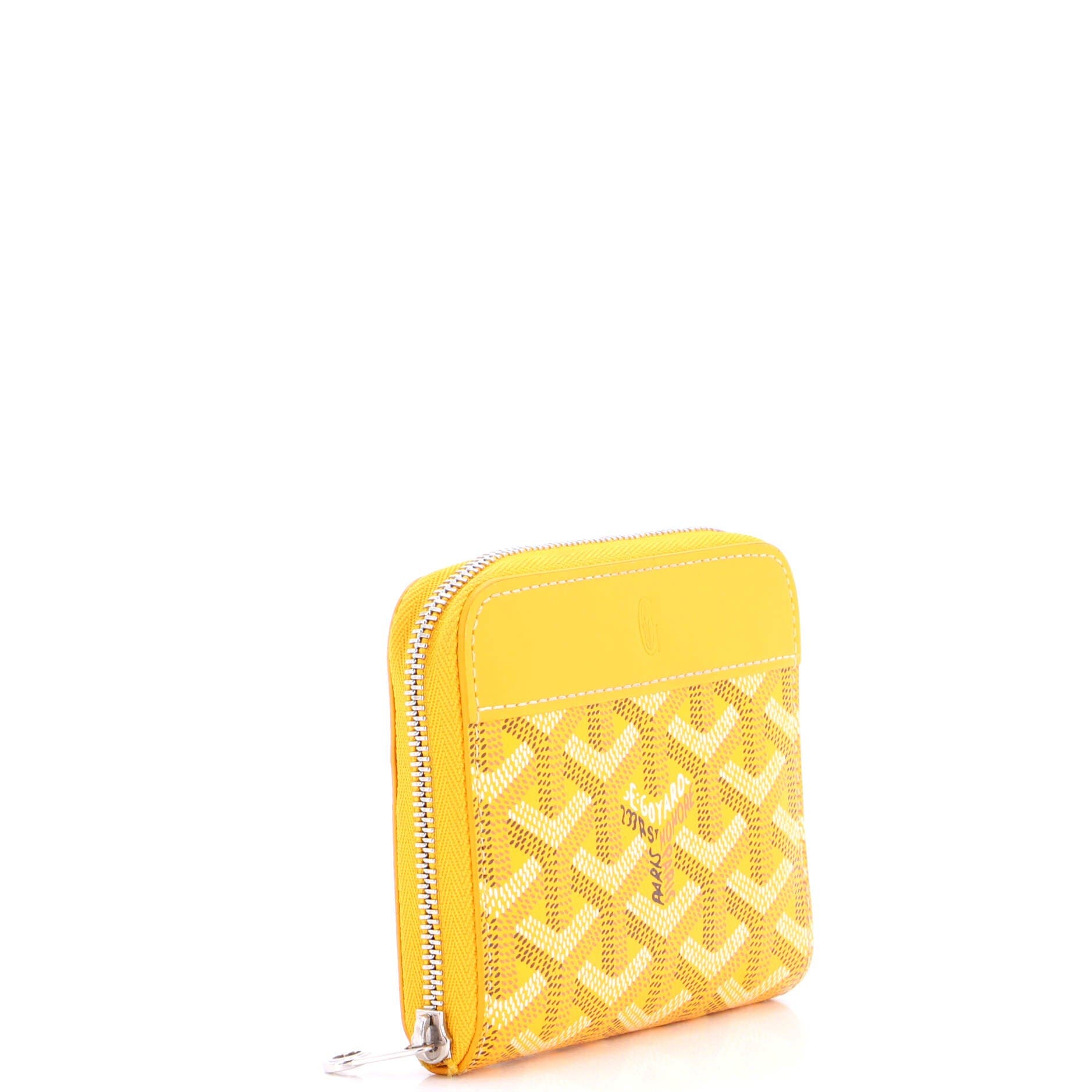 Pre-Owned Goyard Zip Wallet Coated Canvas Compact, Alternate, color, Yellow