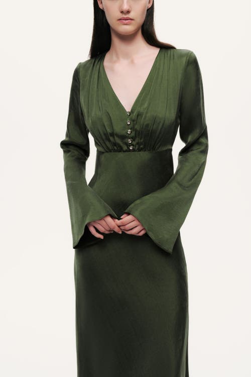 Nocturne Crystal-button V-neck Maxi Dress In Green