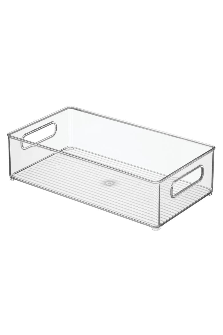 Plastic Stackable Fridge Bin with Handles, Set of 3, Clear, Made in USA, Alternate, color, Clear