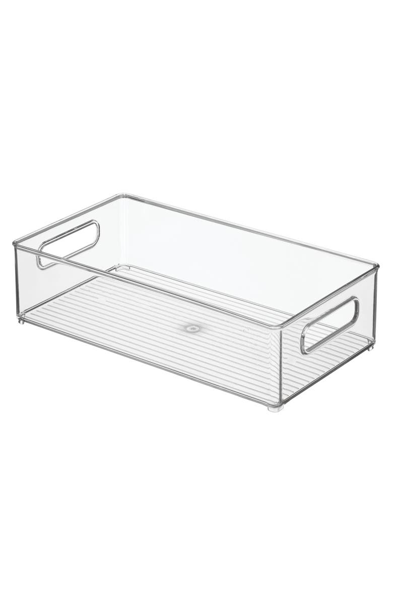 iDesign Plastic Stackable Fridge Bin with Handles, Set of 3, Clear, Made in USA, Alternate, color, Clear