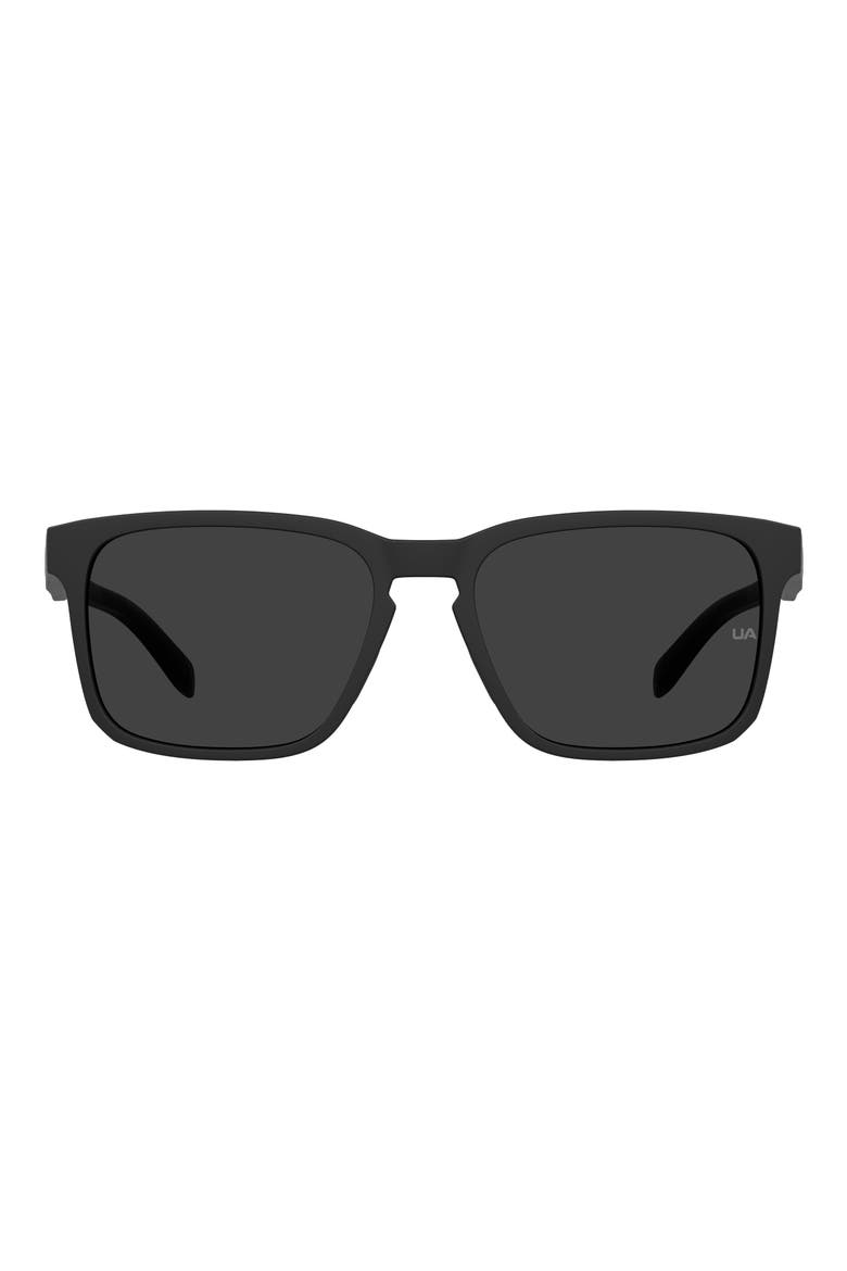 57mm Rectangular Sunglasses, Main, color, MATTE BLACK/ GREY