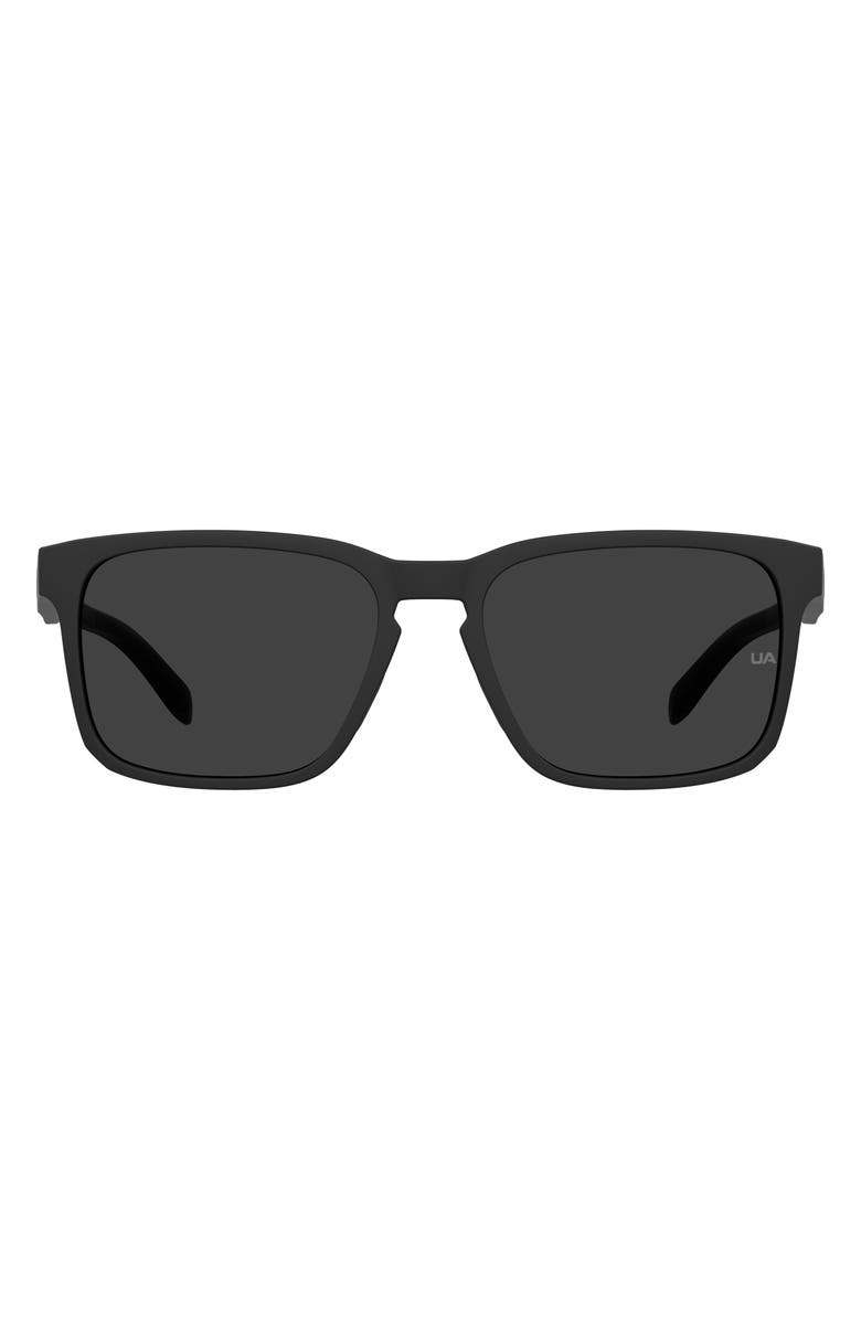 Under Armour 57mm Rectangular Sunglasses, Main, color, Matte Black/ Grey