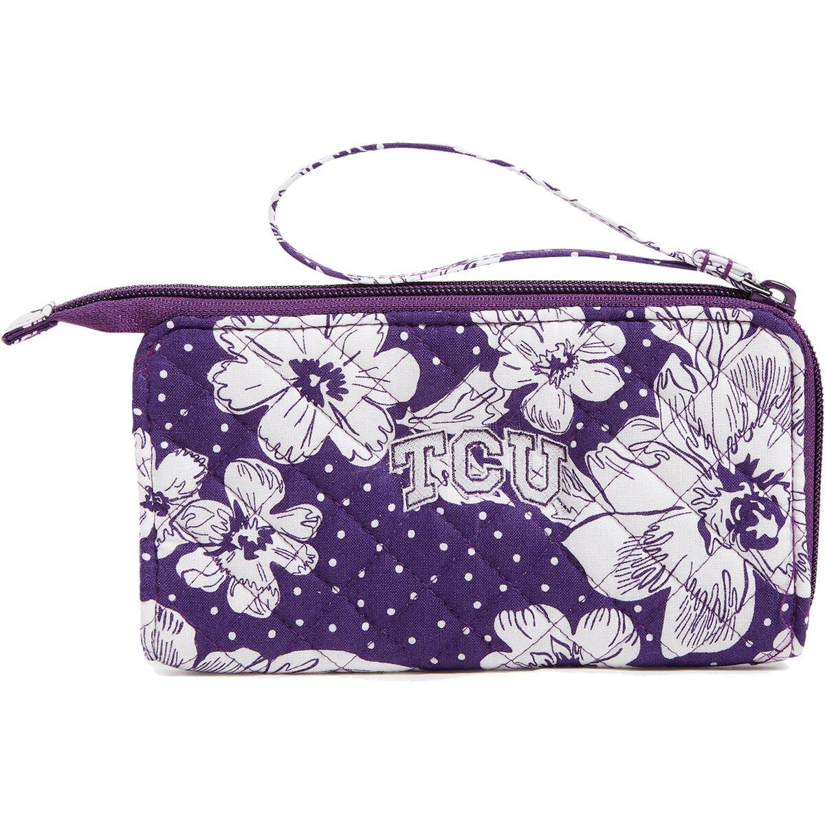 TCU Horned Frogs Rain Garden Front-Zip Wristlet, Main, color, Purple