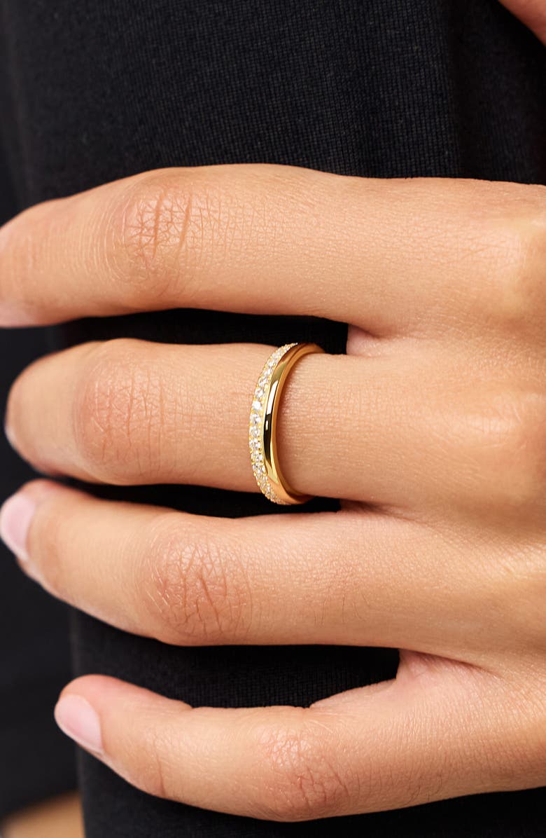 Ana Luisa Celine Cubic Zirconia Double Band Stackable Ring, Alternate, color, Yellow Gold/ Clear