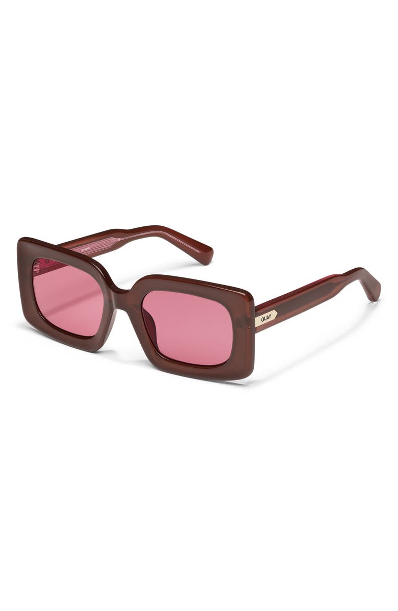 QUAY Talk Show 53mm Square Sunglasses, Alternate, color, Dark Brown/ Magenta