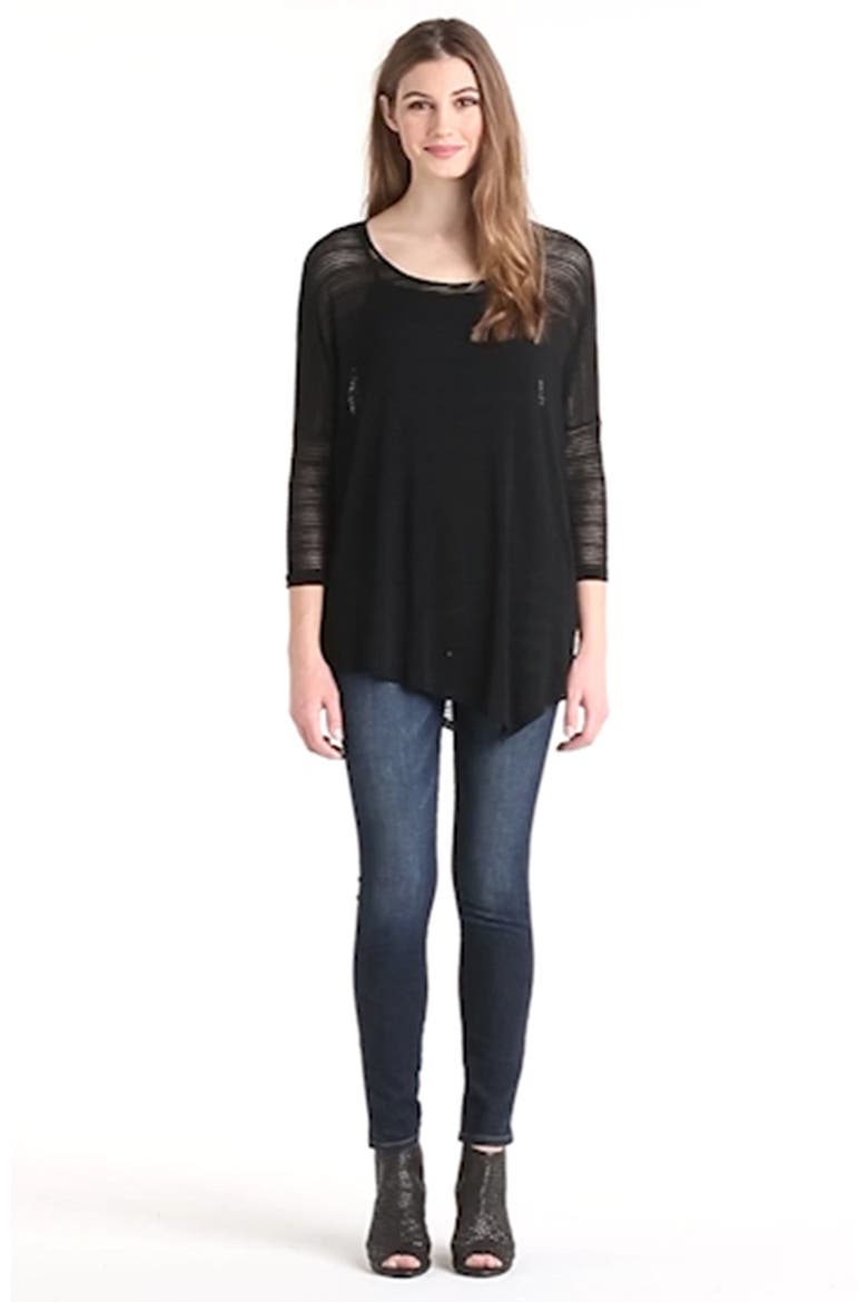 Asymmetrical Shadow Stripe Tee, Alternate, color, BLACK
