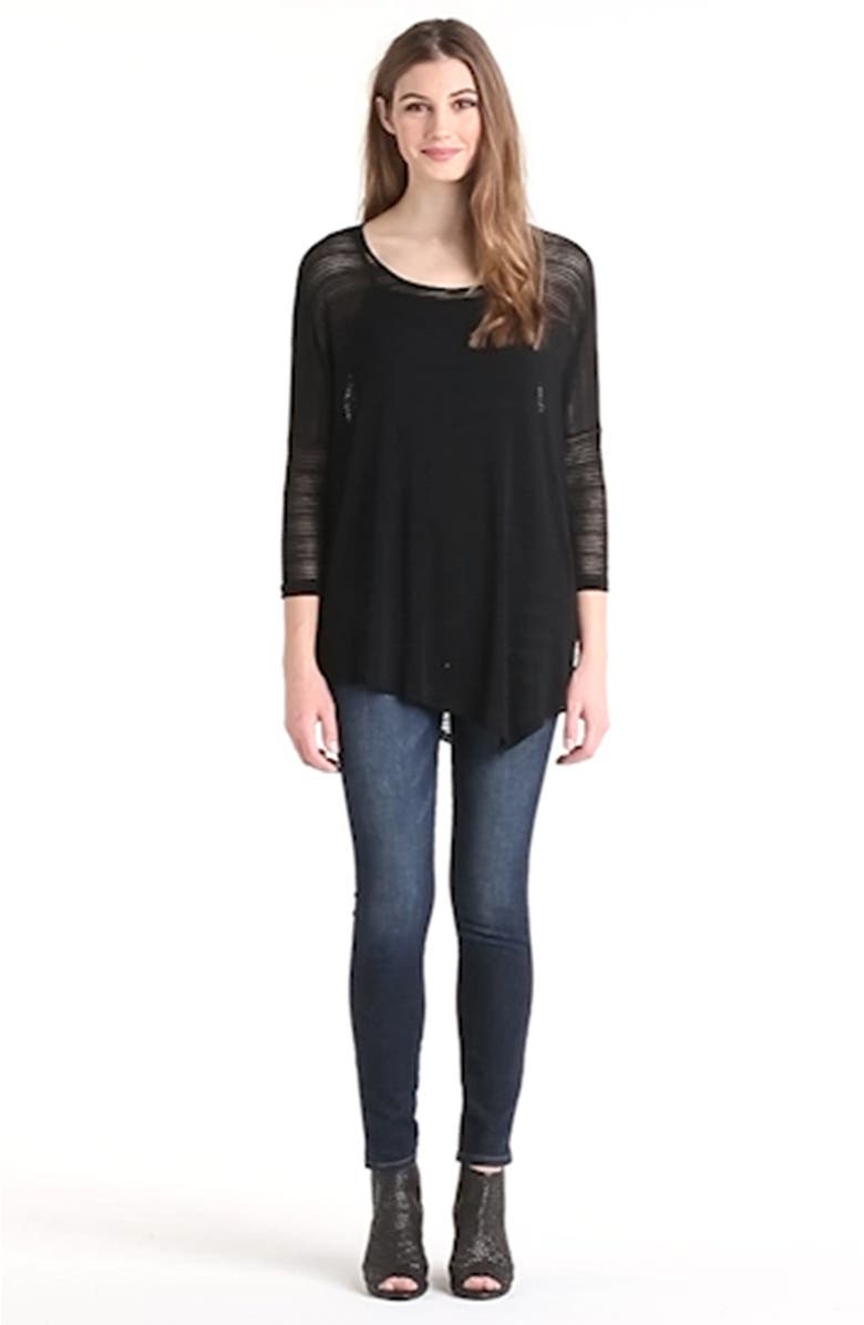 Bobeau Asymmetrical Shadow Stripe Tee, Alternate, color, 