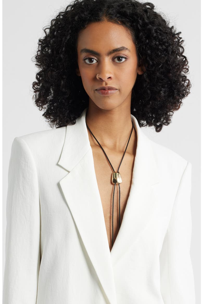 Faux Leather Bolo Necklace, Alternate, color, BLACK- GOLD