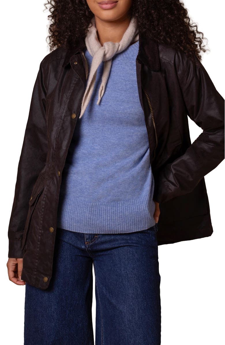 Celtic & Co. British Waxed Cotton Zip Thru Jacket, Alternate, color, Dark Brown