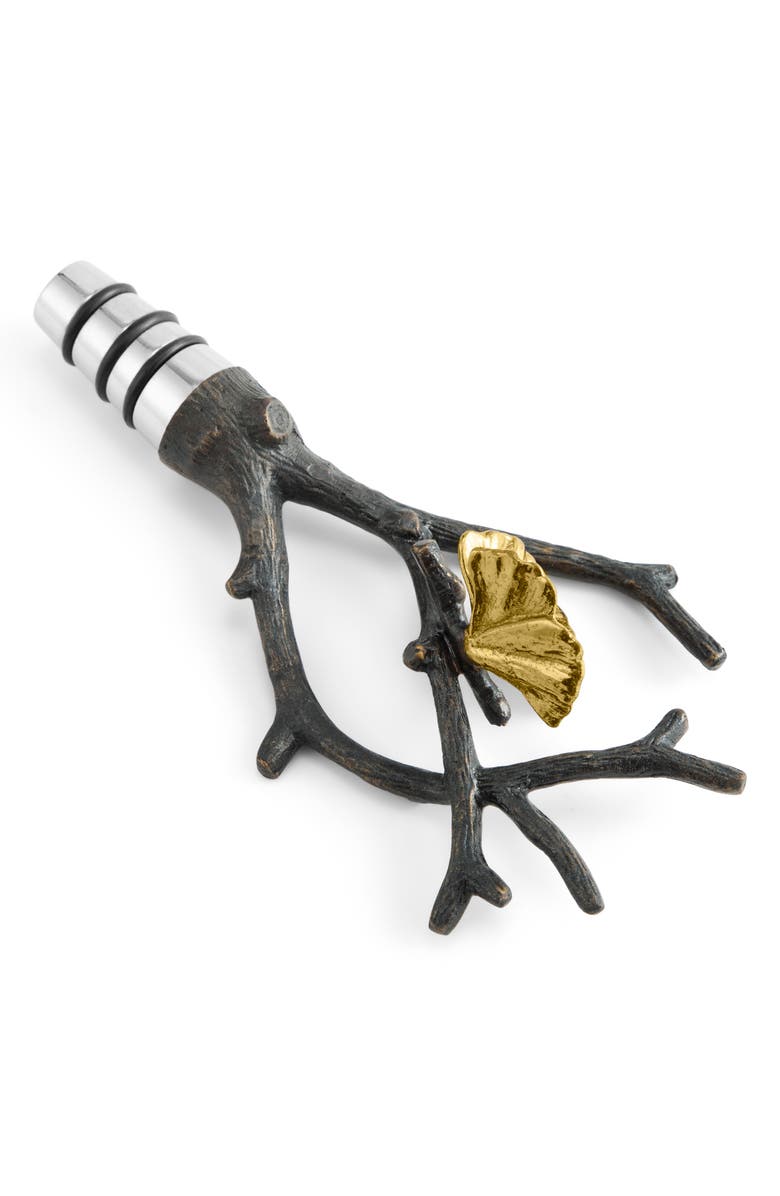 Michael Aram Butterfly Ginko Wine Stopper, Alternate, color, Black/ Gold