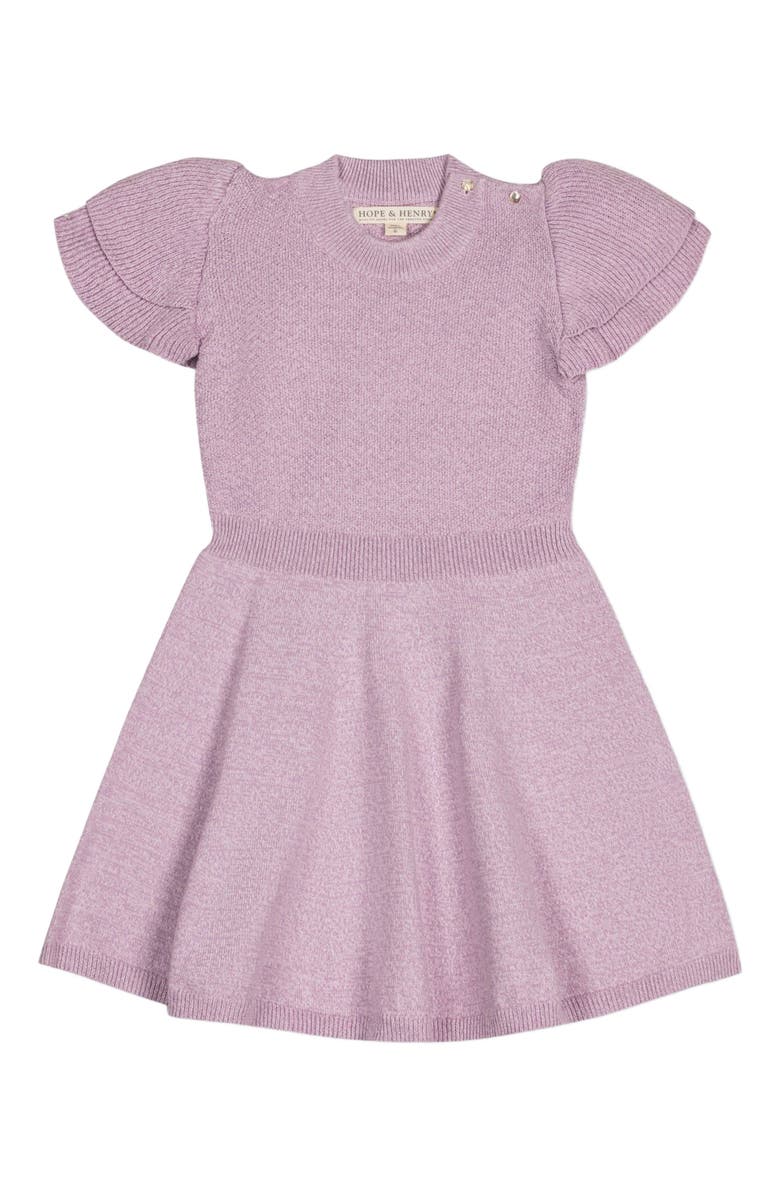 Hope & Henry Baby Girls' Organic Flutter Sleeve Sweater Dress, Infant, Alternate, color, Lavender Marl