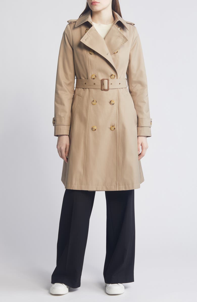 Lauren Ralph Lauren Water Resistant Belted Double Breasted Trench Coat, Main, color, 