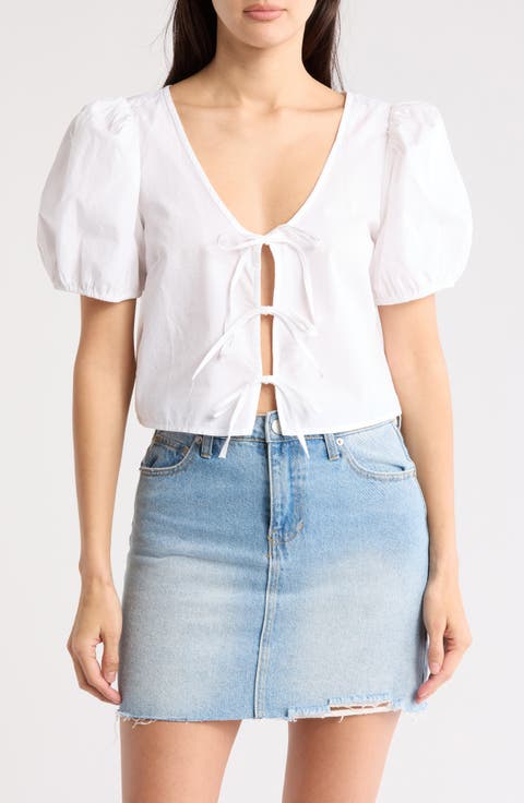 Tie Front Cotton Poplin Crop Top