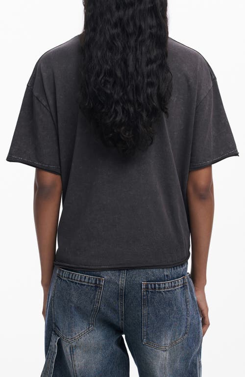 Desigual Cowboy Boot Embellished Cotton Graphic T-shirt In Dark Gray