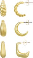 Adornia 14K Gold Plated Hoop Earrings Set