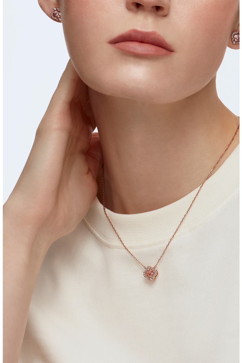 Una Clover Stud Earrings & Necklace Set, Alternate, color, PINK