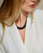 The Pearl Source Japanese Akoya Black Pearl Double Strand Necklace