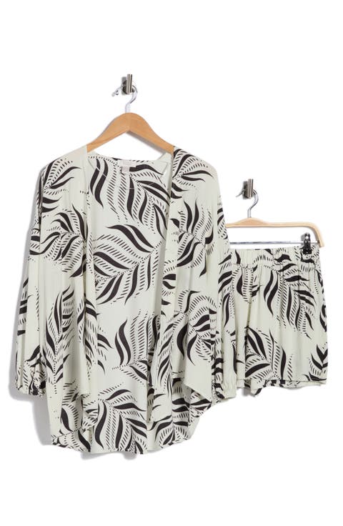 Flowy Beach Cover-Up Cardigan & Shorts Set