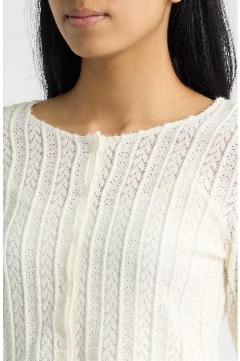 Pattern Stripe Peplum Cardigan, Alternate, color, CREAM