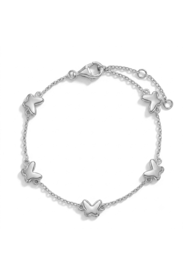 Butterfly Station Girls Bracelet, Main, color, Silver