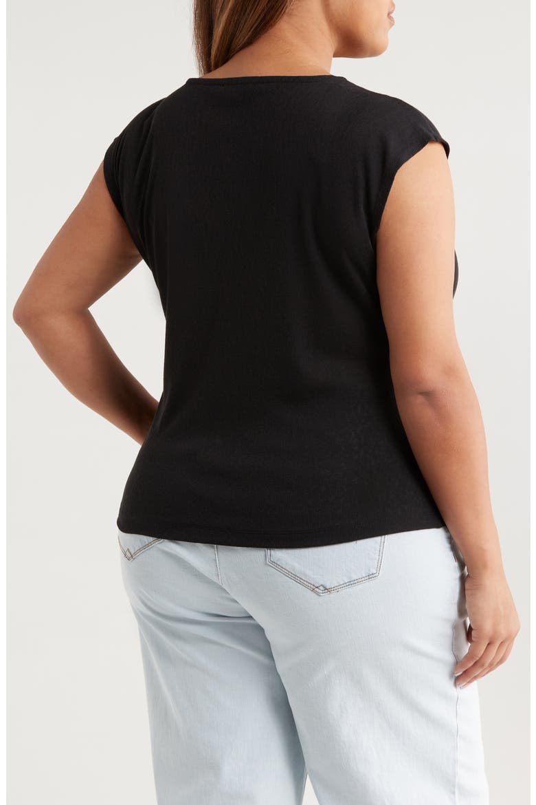 Cap Sleeve Top, Alternate, color, BLACK