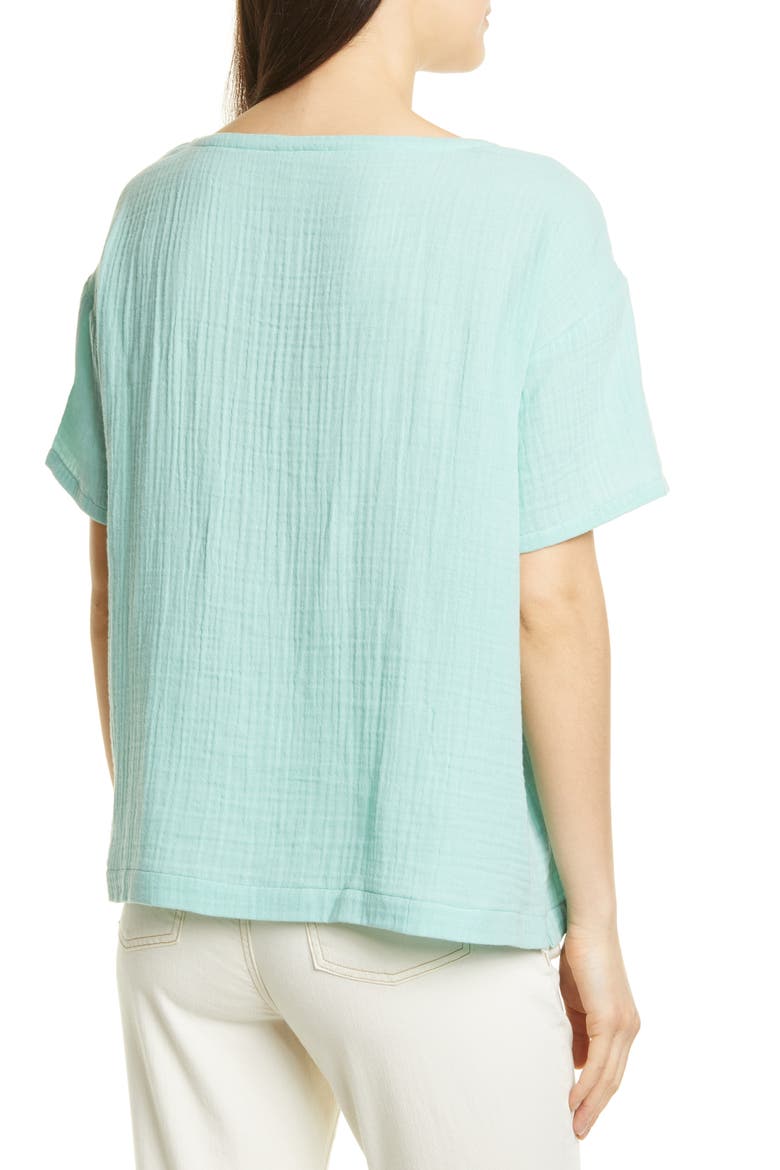 Boat Neck Boxy Organic Cotton Top, Alternate, color, CALYPSO