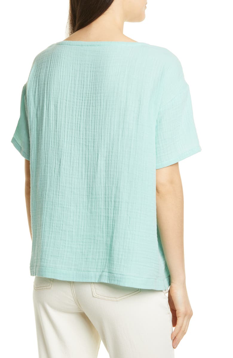 Eileen Fisher Boat Neck Boxy Organic Cotton Top, Alternate, color, Calypso