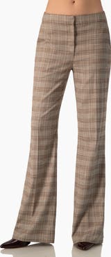IVONNE Houndstooth Check Mid-rise Bootcut Trousers