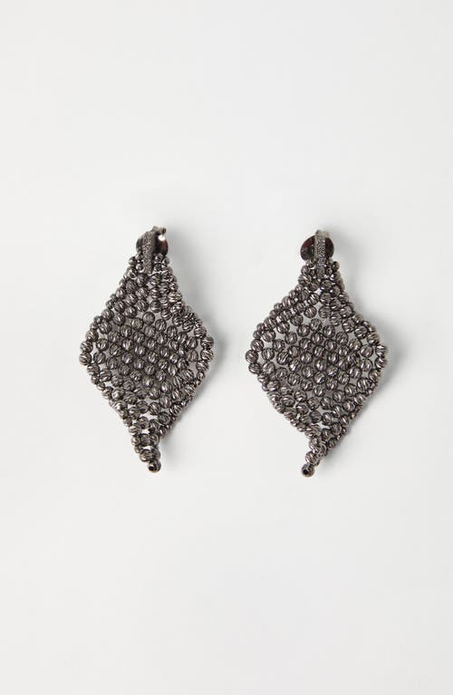 Brunello Cucinelli Sculptured Silver Earrings In Lignite Grey