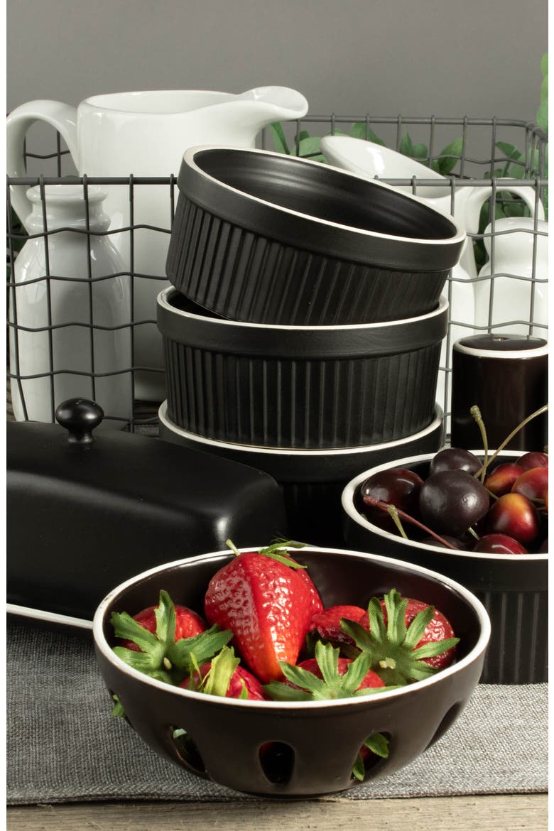 7-Piece Tabletop Ceramic Set, Alternate, color, BLACK