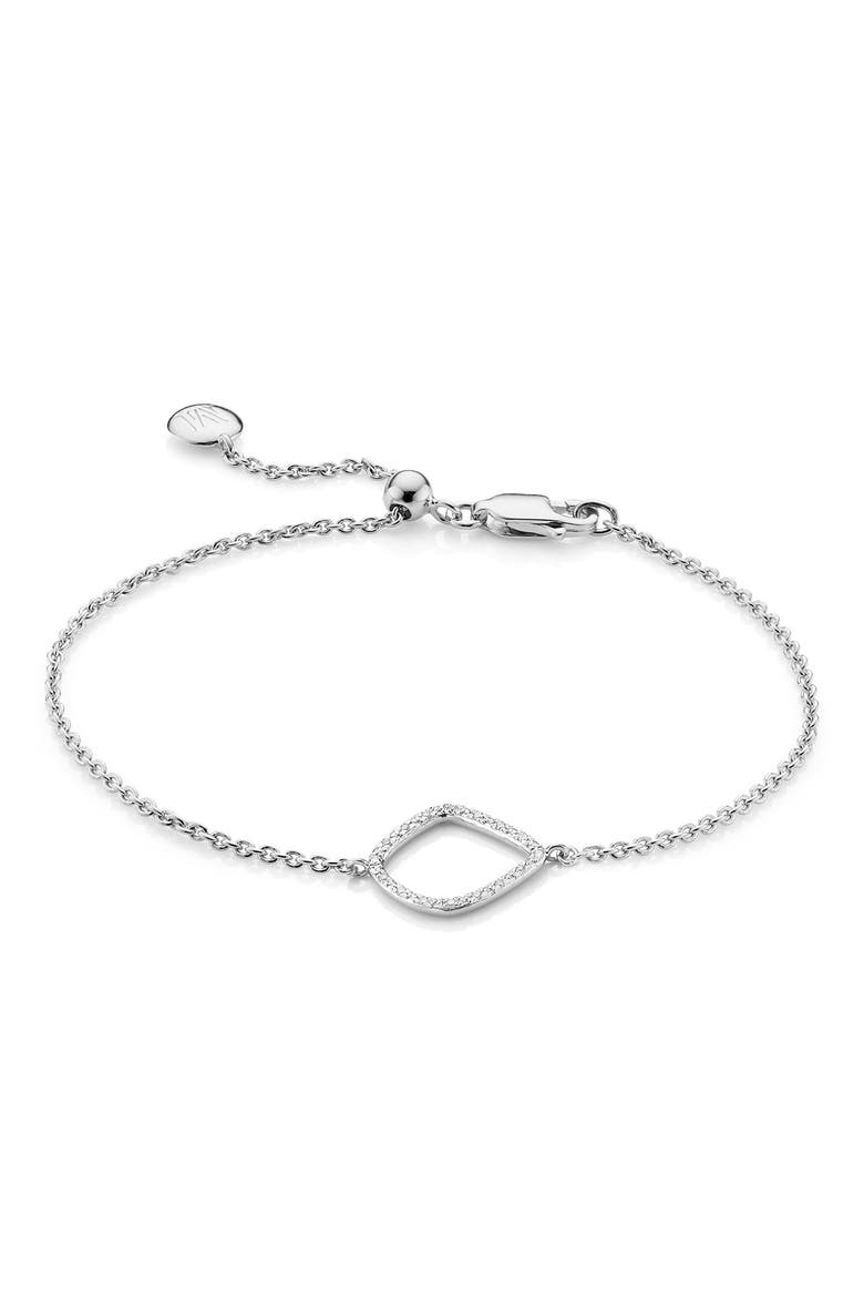 Riva Kite Adjustable Diamond Bracelet, Main, color, SILVER