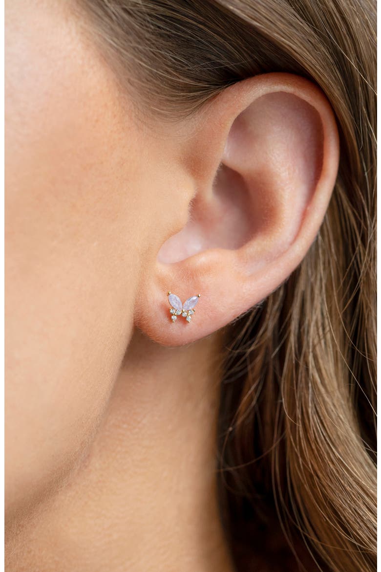 Remember Me Butterfly Stud Earrings, Alternate, color, GOLD