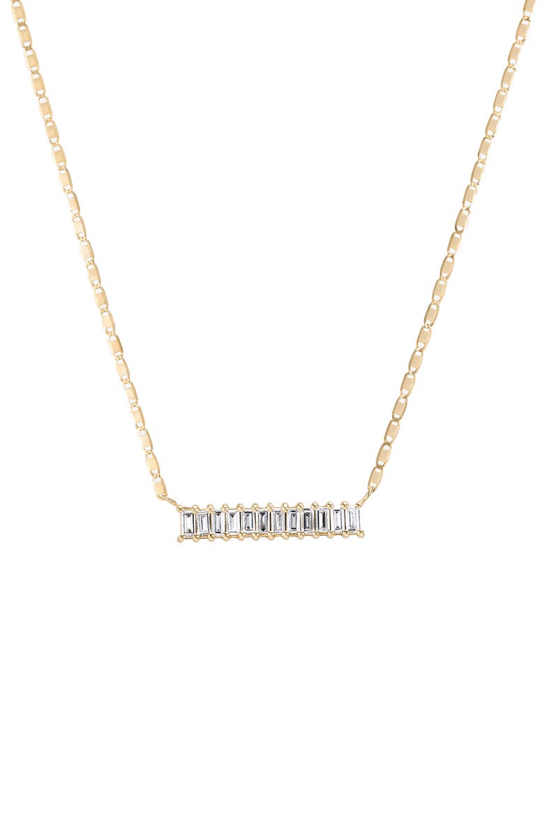14K Gold Baguette Diamond Bar Pendant Necklace, Main, color, GOLD