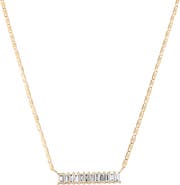 LANA 14K Gold Baguette Diamond Bar Pendant Necklace