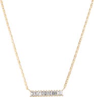 LANA 14K Gold Baguette Diamond Bar Pendant Necklace