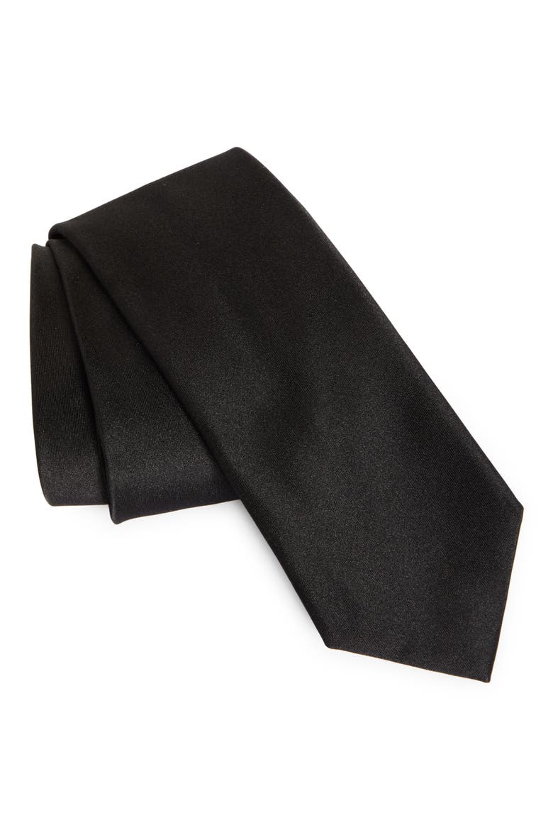 Solid Silk Tie, Main, color, BLACK