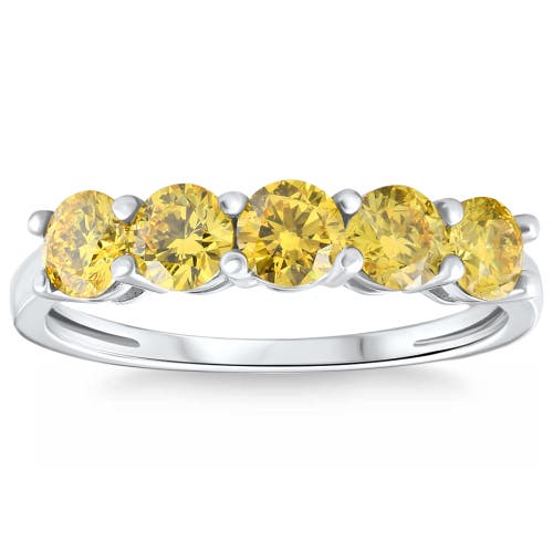 Bliss Diamond 1ct Fancy Diamond Five Stone Wedding Ring 14k Gold Lab Grown In 14k White Gold