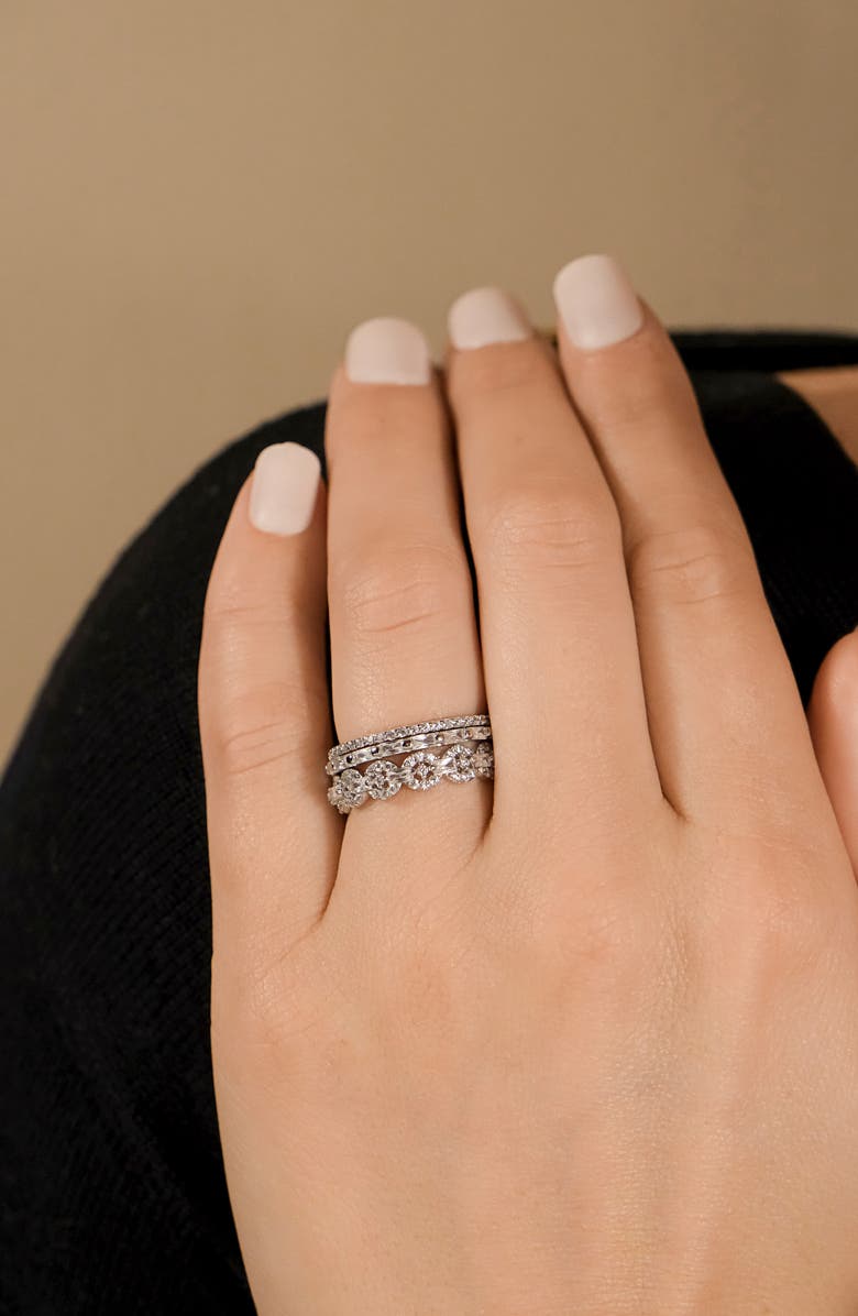 Sterling Forever Melody Set of 3 Sterling Silver Cubic Zirconia Stackable Rings, Alternate, color, Silver