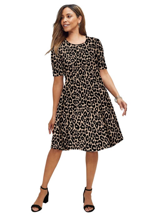 Stretch Ponte Flare Dress (Plus)