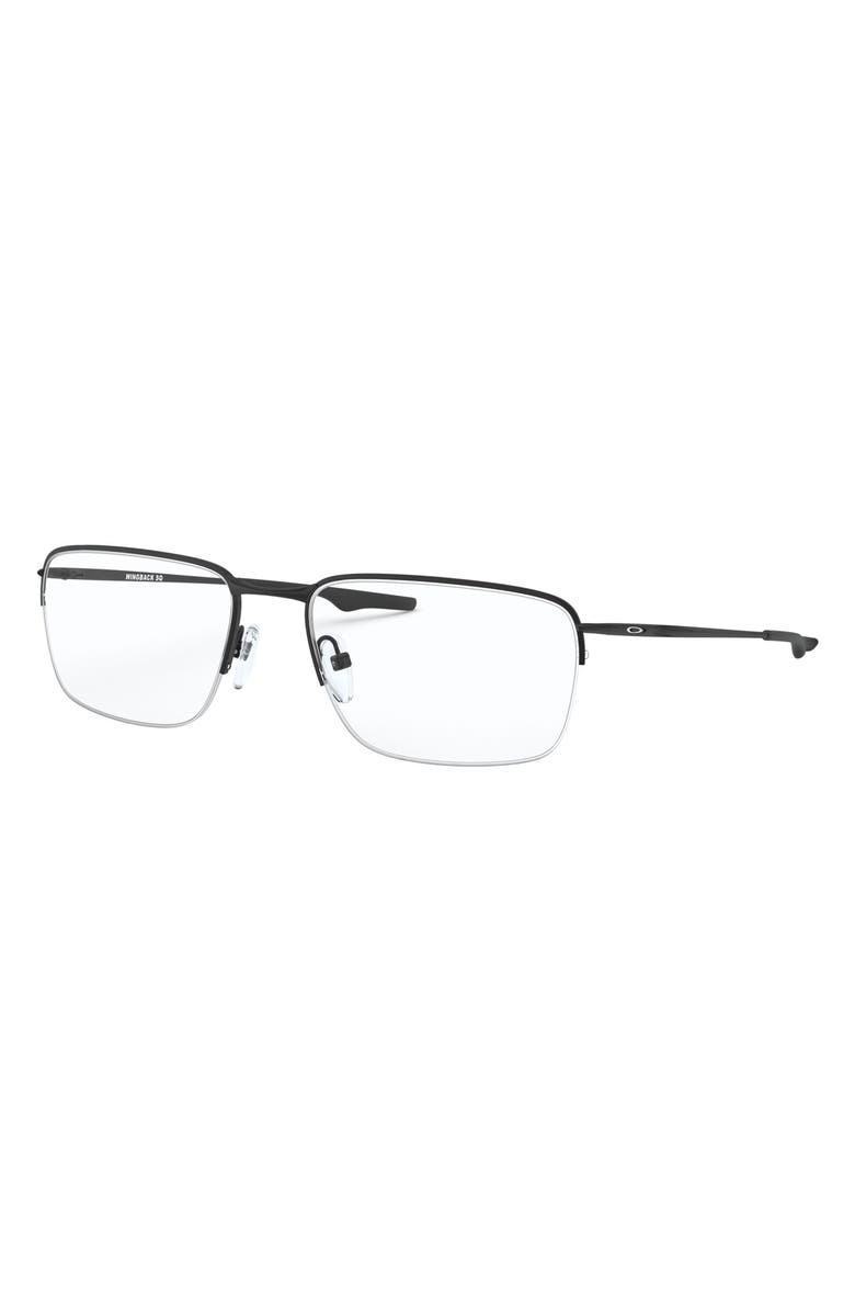 Oakley Wingback SQ 54mm Semirimless Rectangular Optical Glasses, Alternate, color, Black