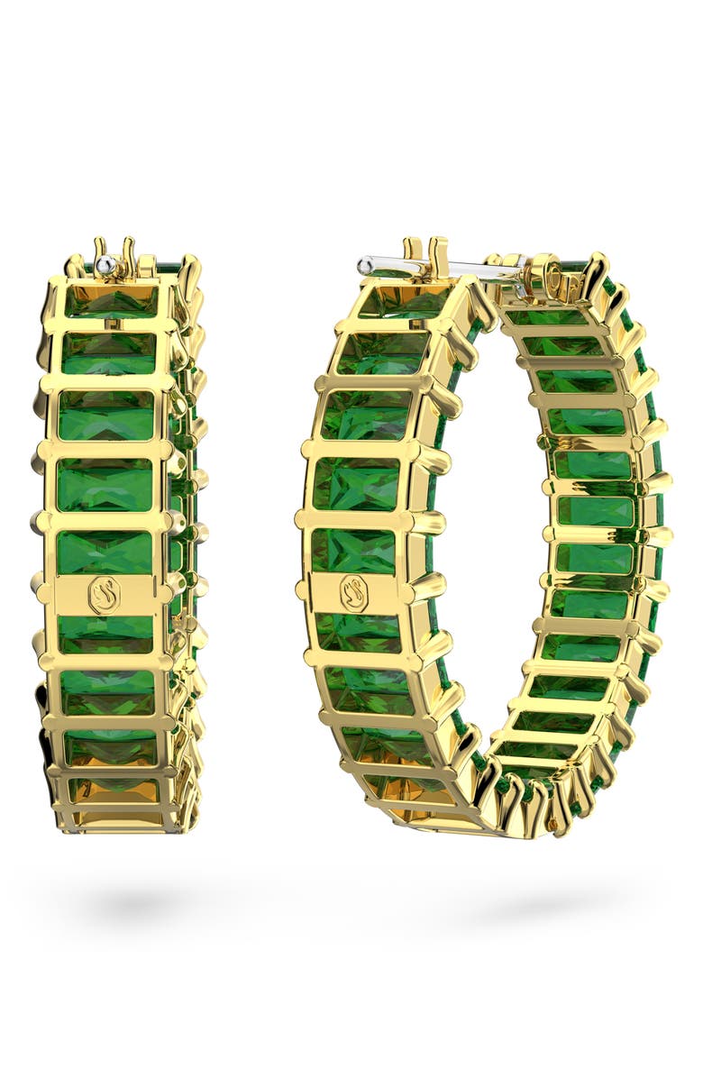 Swarovski Matrix Hoop Earrings, Alternate, color, Green
