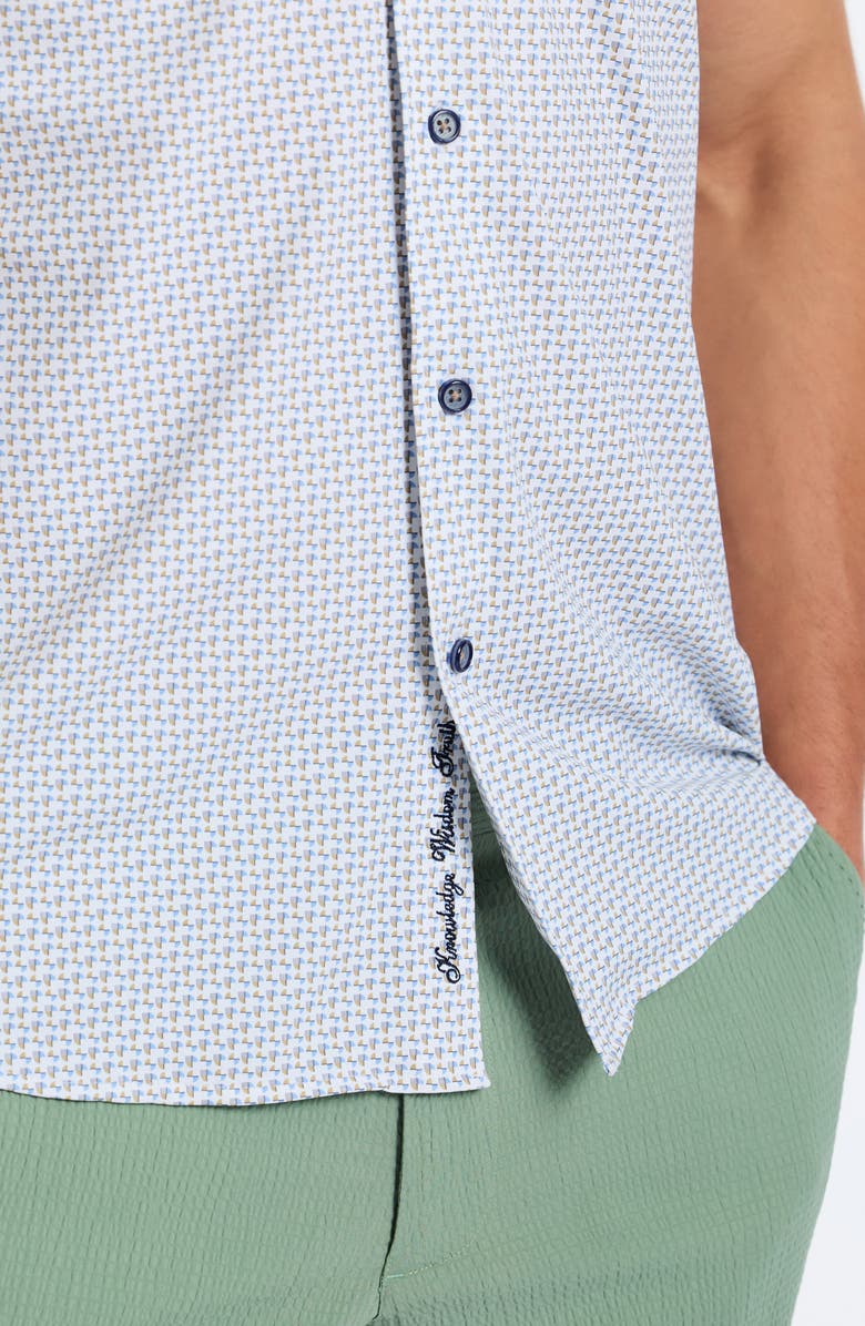 Robert Graham Copacabana Classic Fit Gingham Short Sleeve Knit Button-Up Shirt, Alternate, color, White Multi