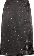Wales Bonner Cosmic Studded Faux Wrap Satin Midi Skirt