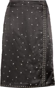 Wales Bonner Cosmic Studded Faux Wrap Satin Midi Skirt