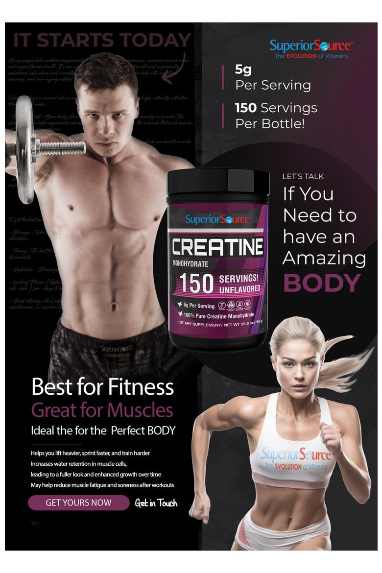 Pure Creatine Monohydrate Powder Supplement, Alternate, color, White