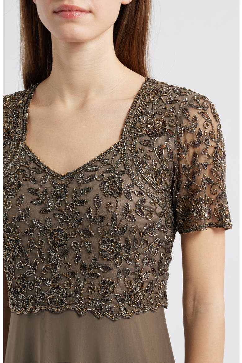 Beaded Bodice A-Line Gown, Alternate, color, MOCHA 228