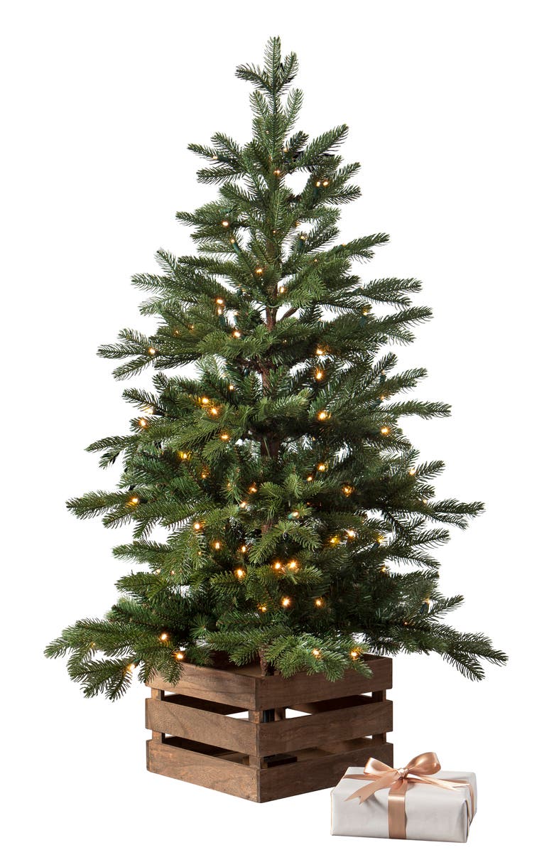 Balsam Hill Country Farm Fir Pre-Lit Artificial Tree, Main, color, Green