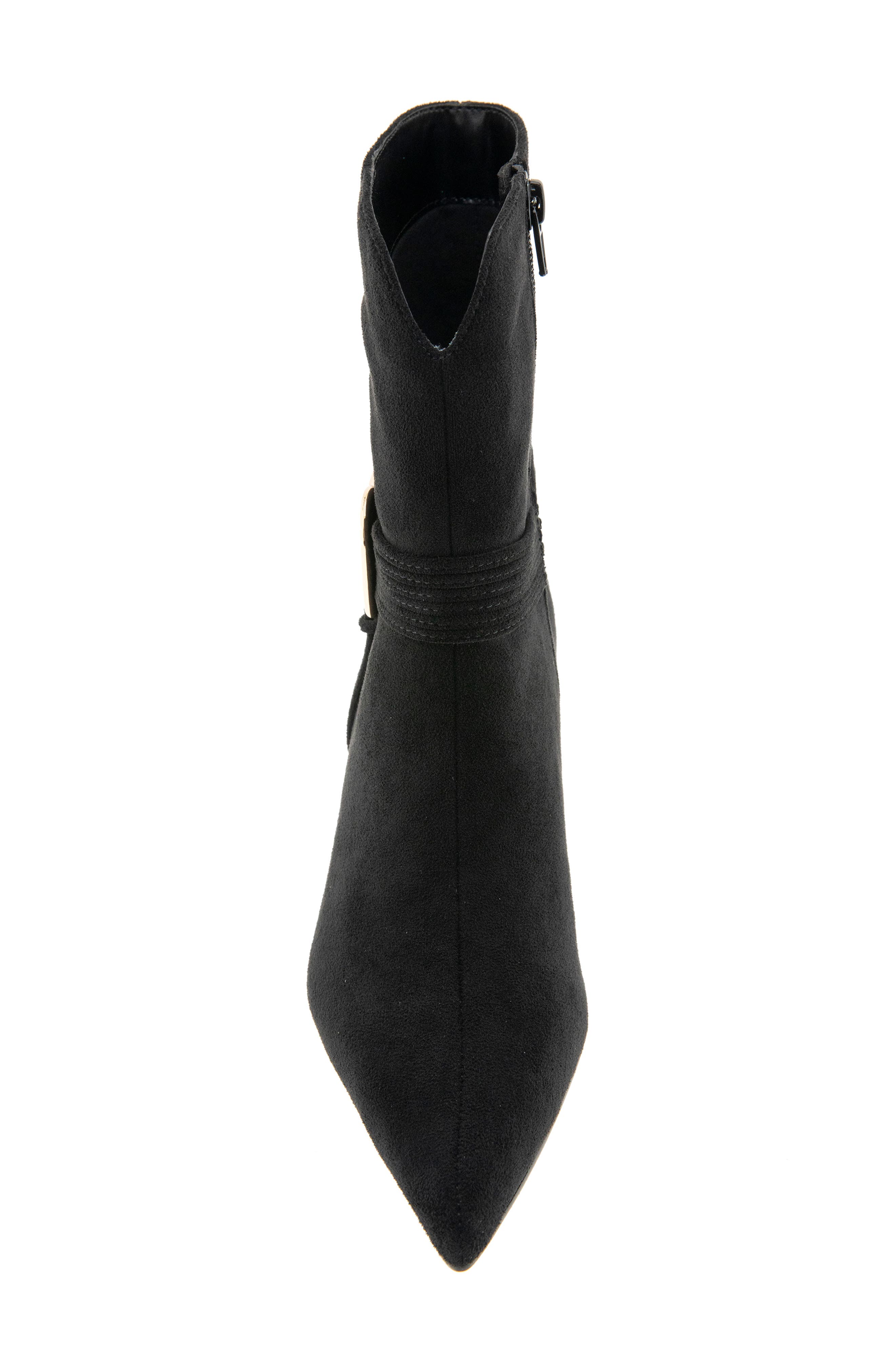 Zoryn Belted Pointed Toe Boot, Alternate, color, BLACK