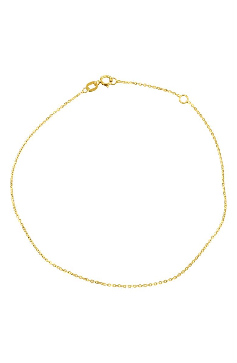 CANDELA JEWELRY 10K Gold Rolo Chain Anklet, Main, color, Gold